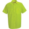 Vf Imagewear Red Kap® Enhanced Visibility Short Sleeve Work Shirt, Fluorescent Yellow/Green, Regular, 3XL SS24YESS3XL
